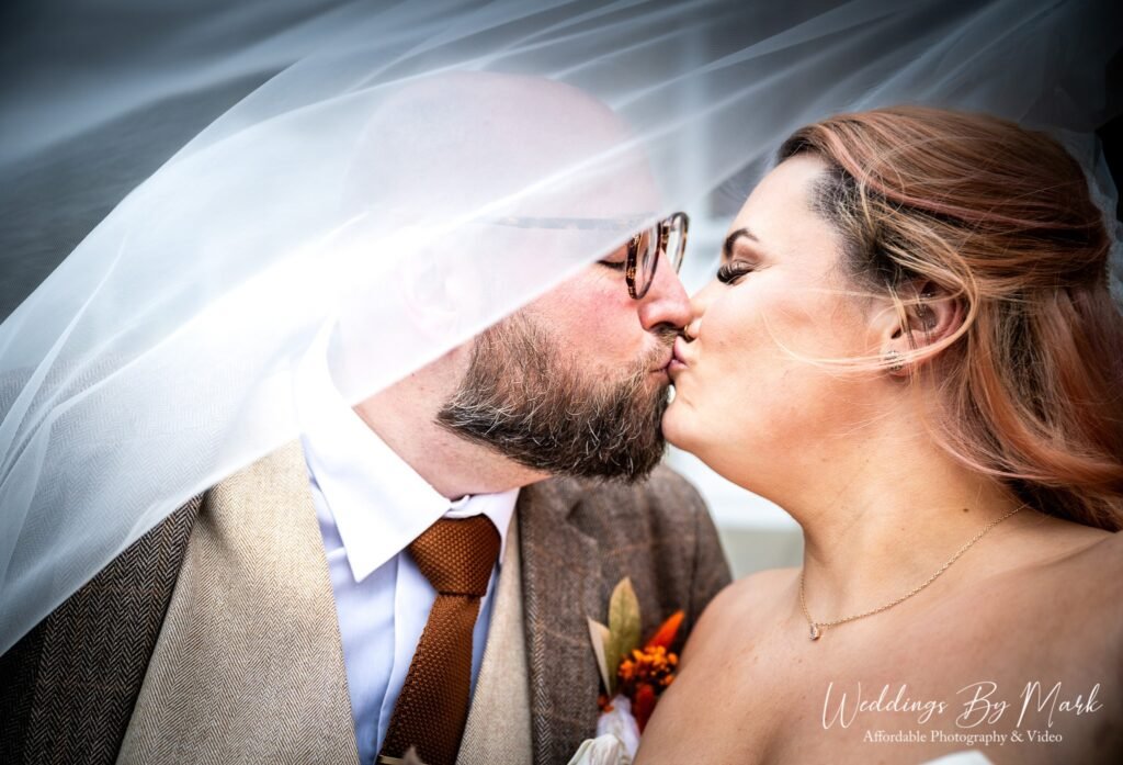 Romantic rainy wedding photography at Hollin House Hotel.