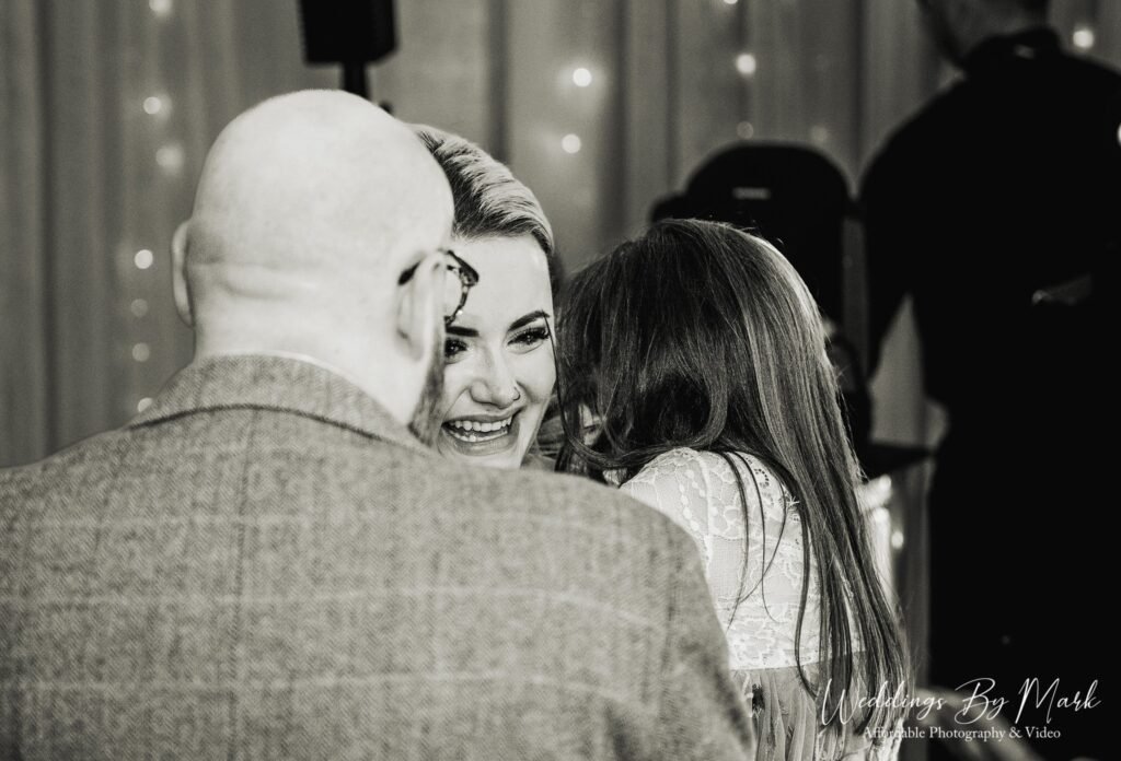 Wedding reception party and first dance at Hollin House Hotel Cheshire.