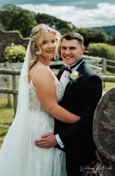 Ellie & Jack romantic pose for wedidng Photography at Heaton House Farm